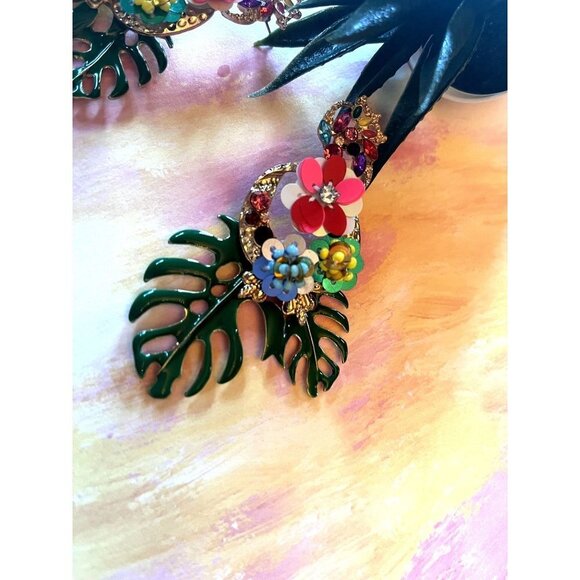 Fun Tropical Statement Dangle Earrings - Picture 5 of 7